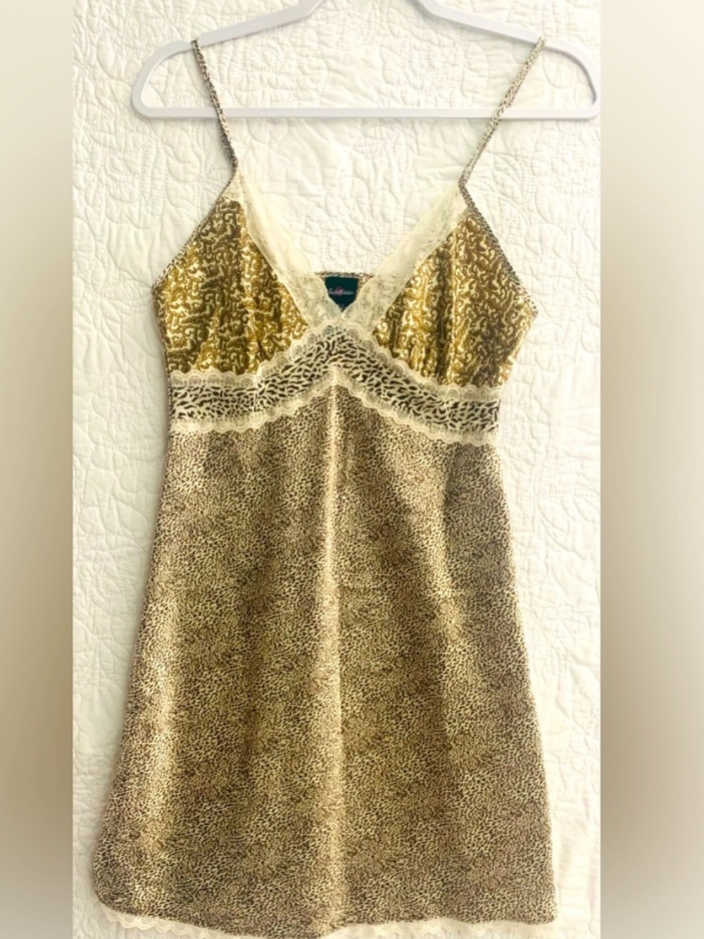 Secret Treasures Gold Lace-Trim Slip Dress - Women Intimates & Sleepwear